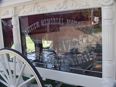 Hearse interior and glass etching