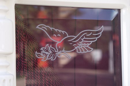 Glass etching and interior drape